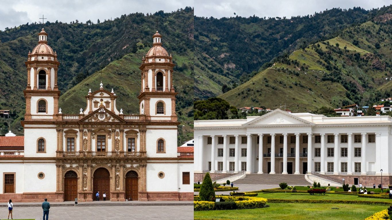 Sucre y La Paz, capitales de Bolivia.