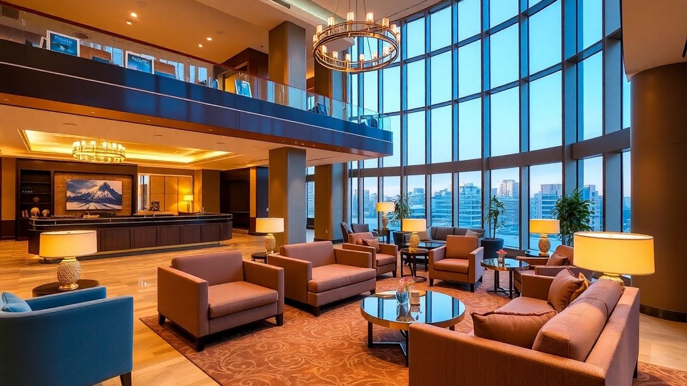 Vier Sterne Hotel Lobby mit elegantem Interieur