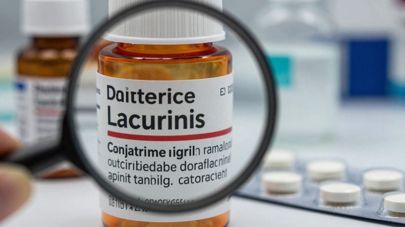 Pharma-Übersetzung: Pillenflasche und Lupe