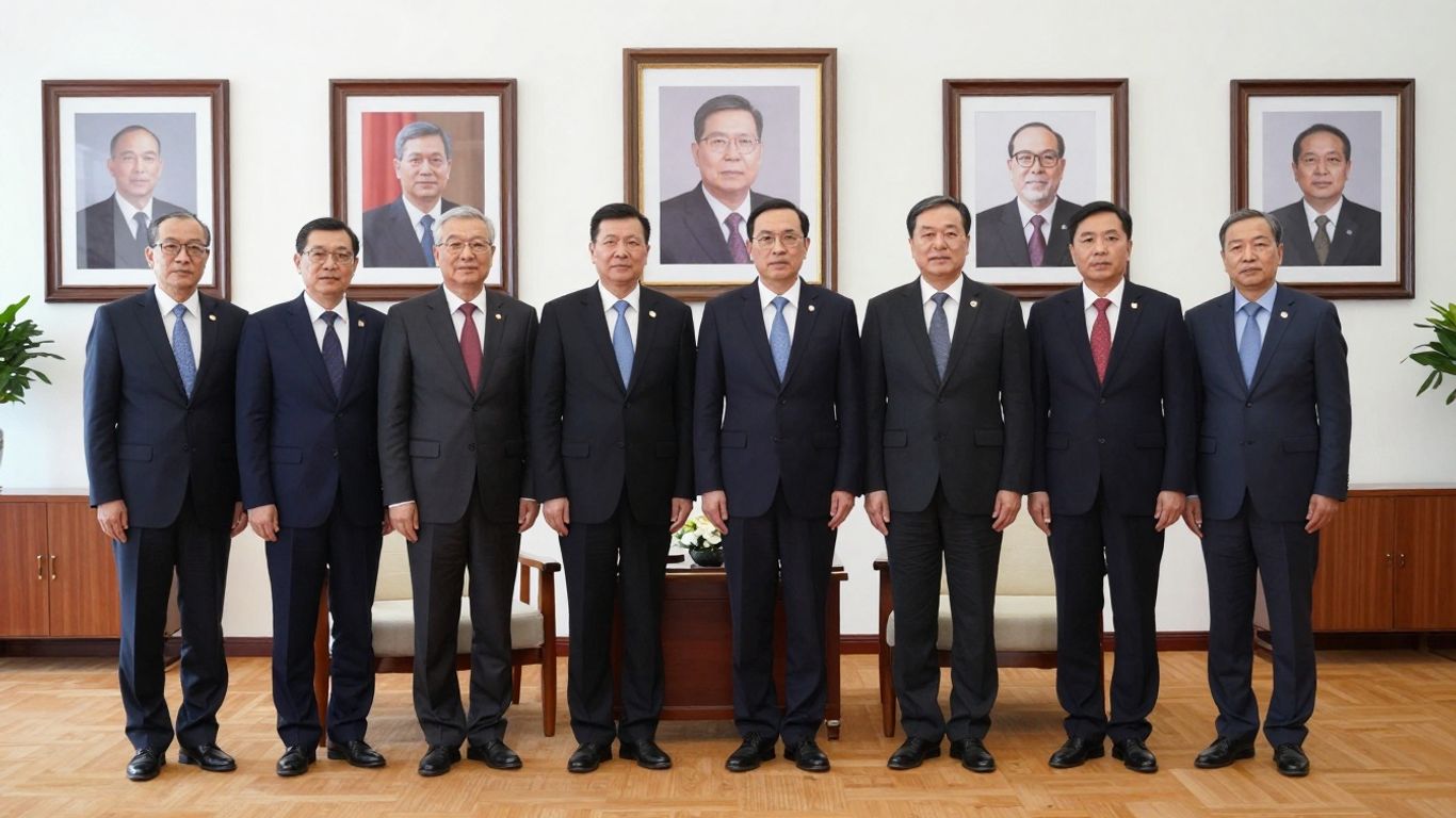 Miniștrii în fața clădirii Guvernului.