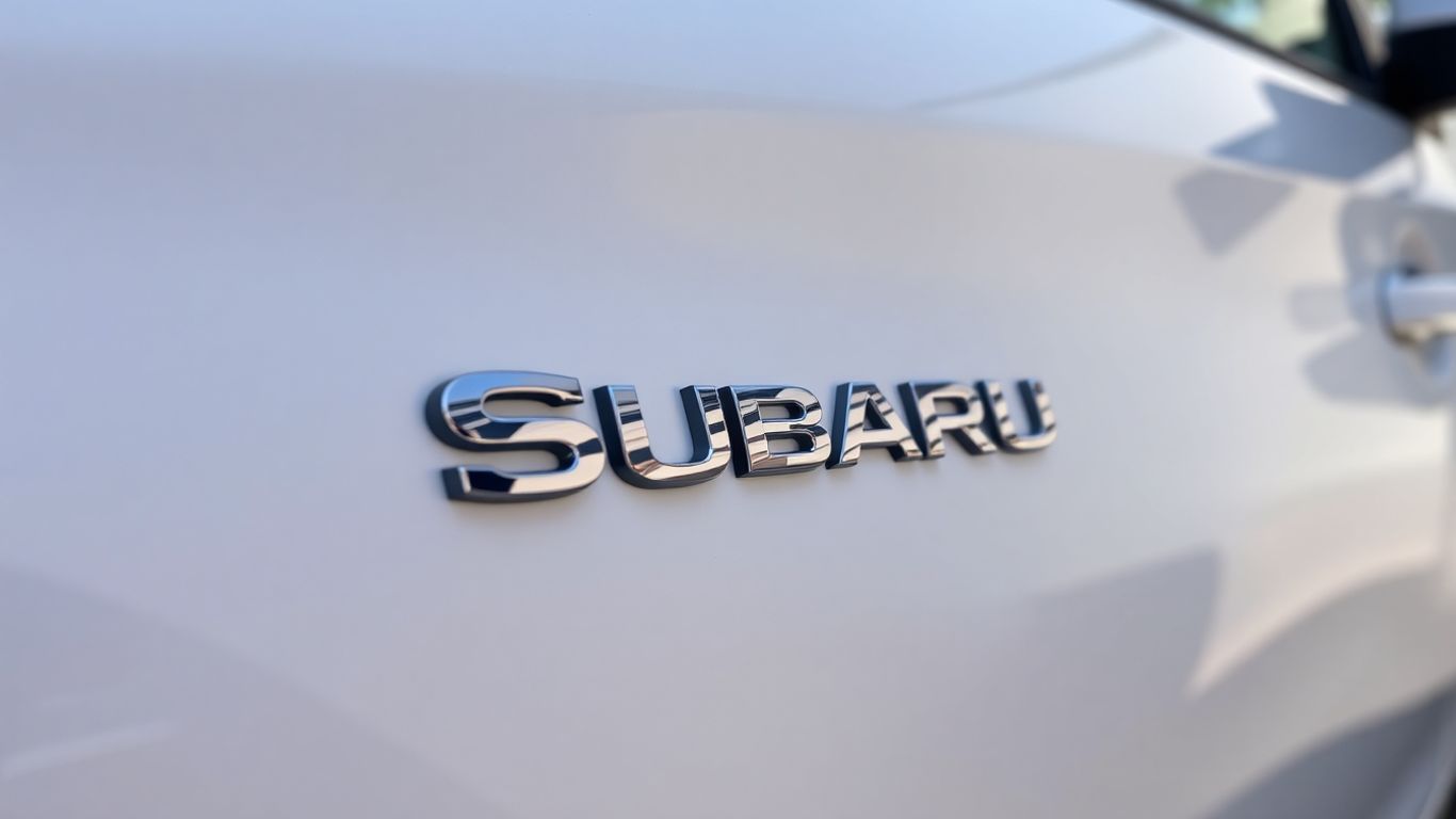 Subaru car body panel with protective paint coating.