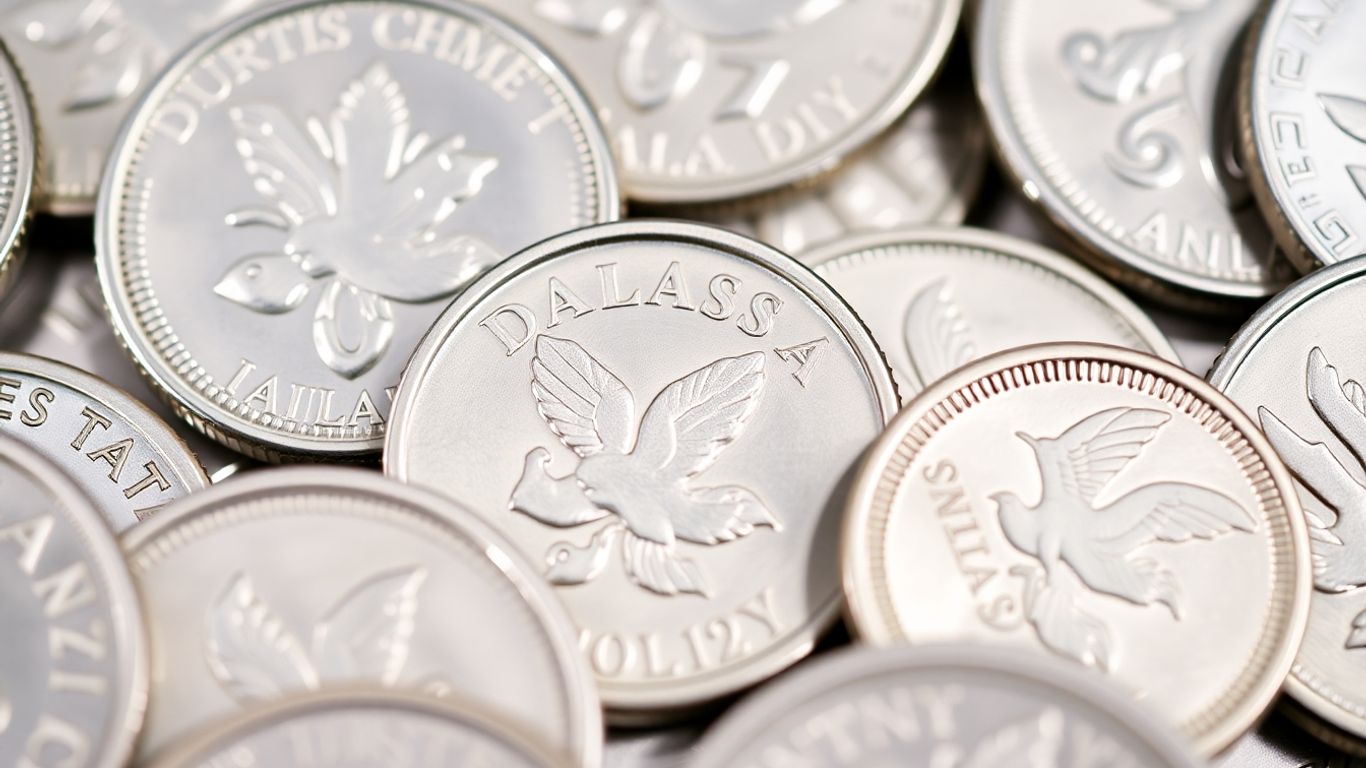 Dallas mint mark coins arranged for collection.