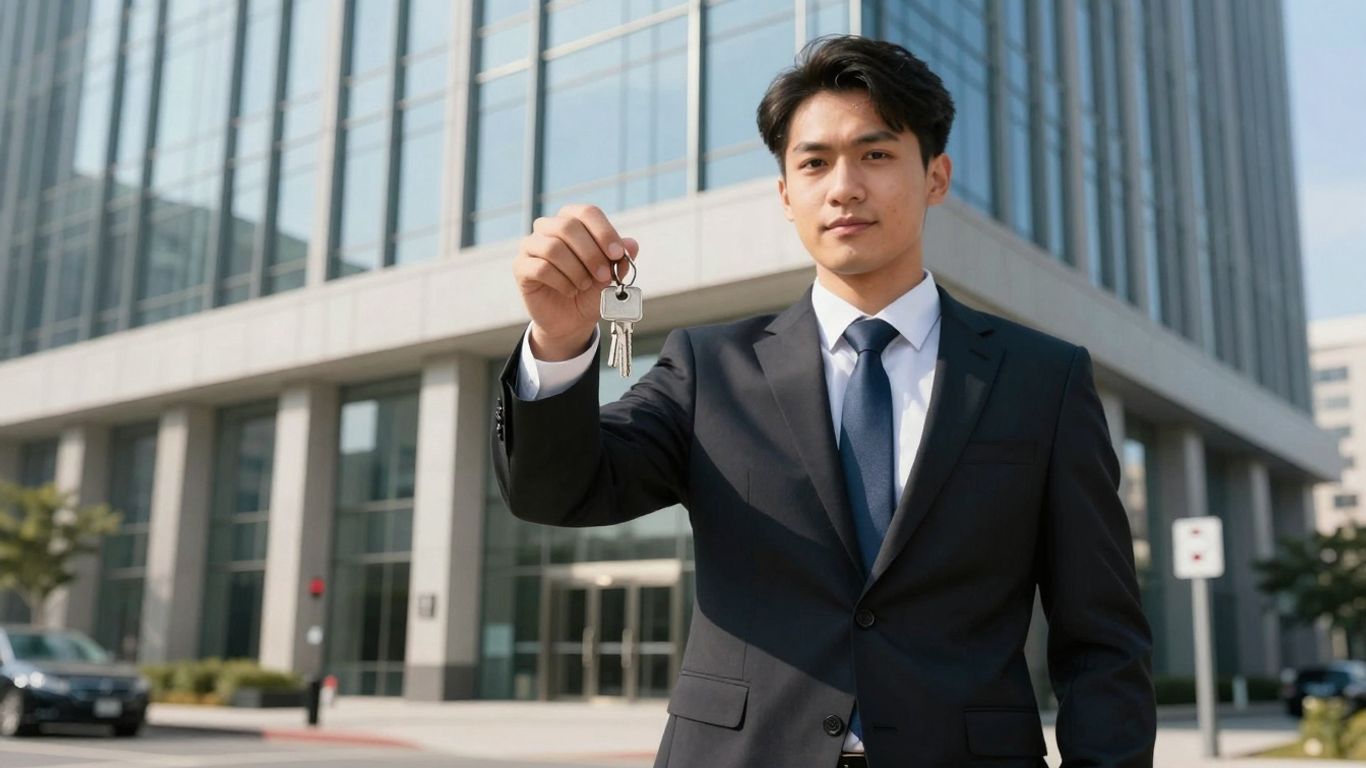 Washington State real estate broker with keys.