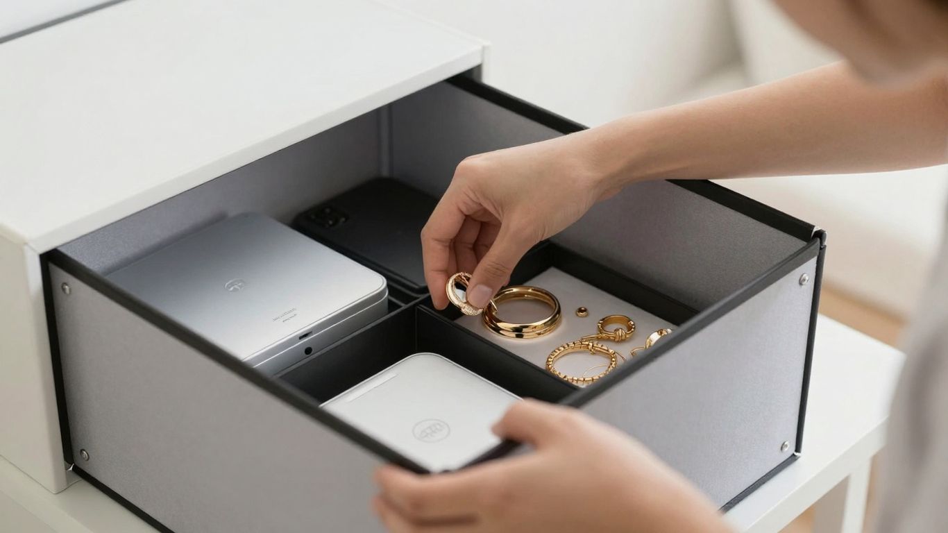 Homeowner securing personal belongings in a storage box.