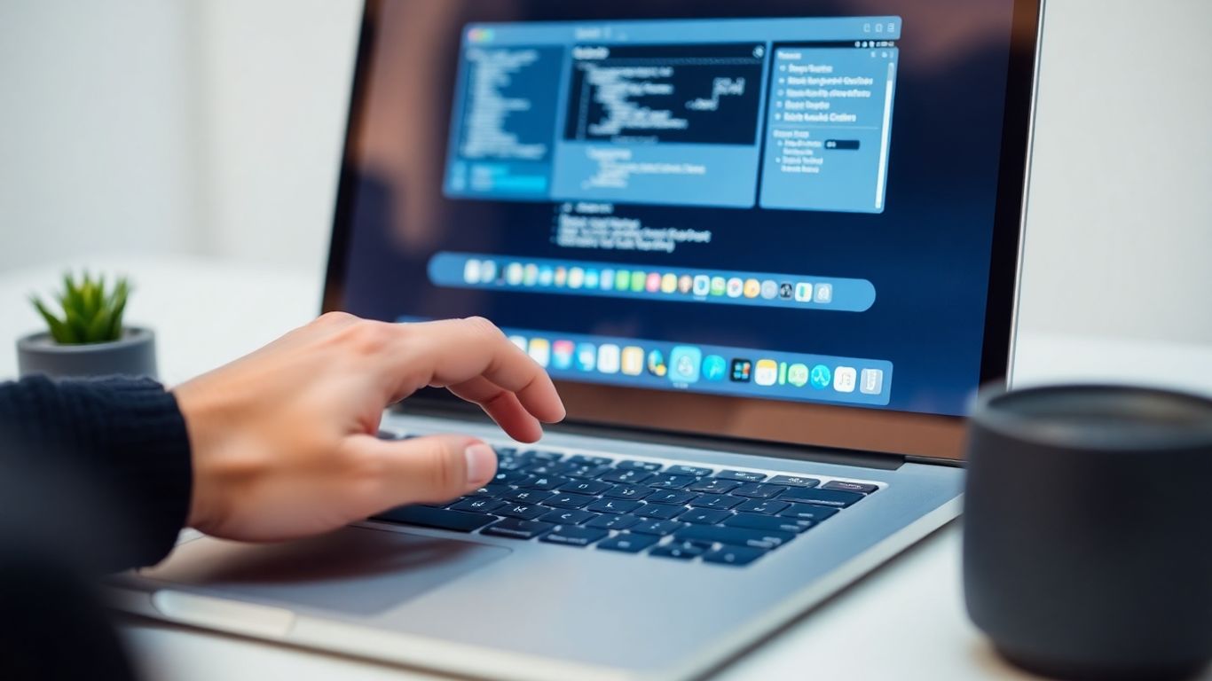 Laptop screen showing a project setup interface.