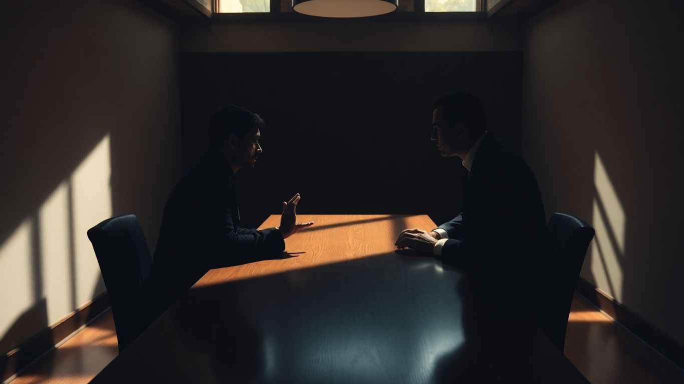 Figuri politice discutând în spatele ușilor închise.