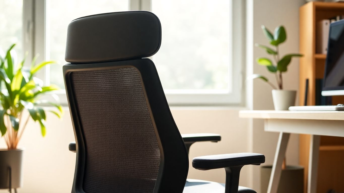 Cadeira de escritório ergonômica em um home office moderno.