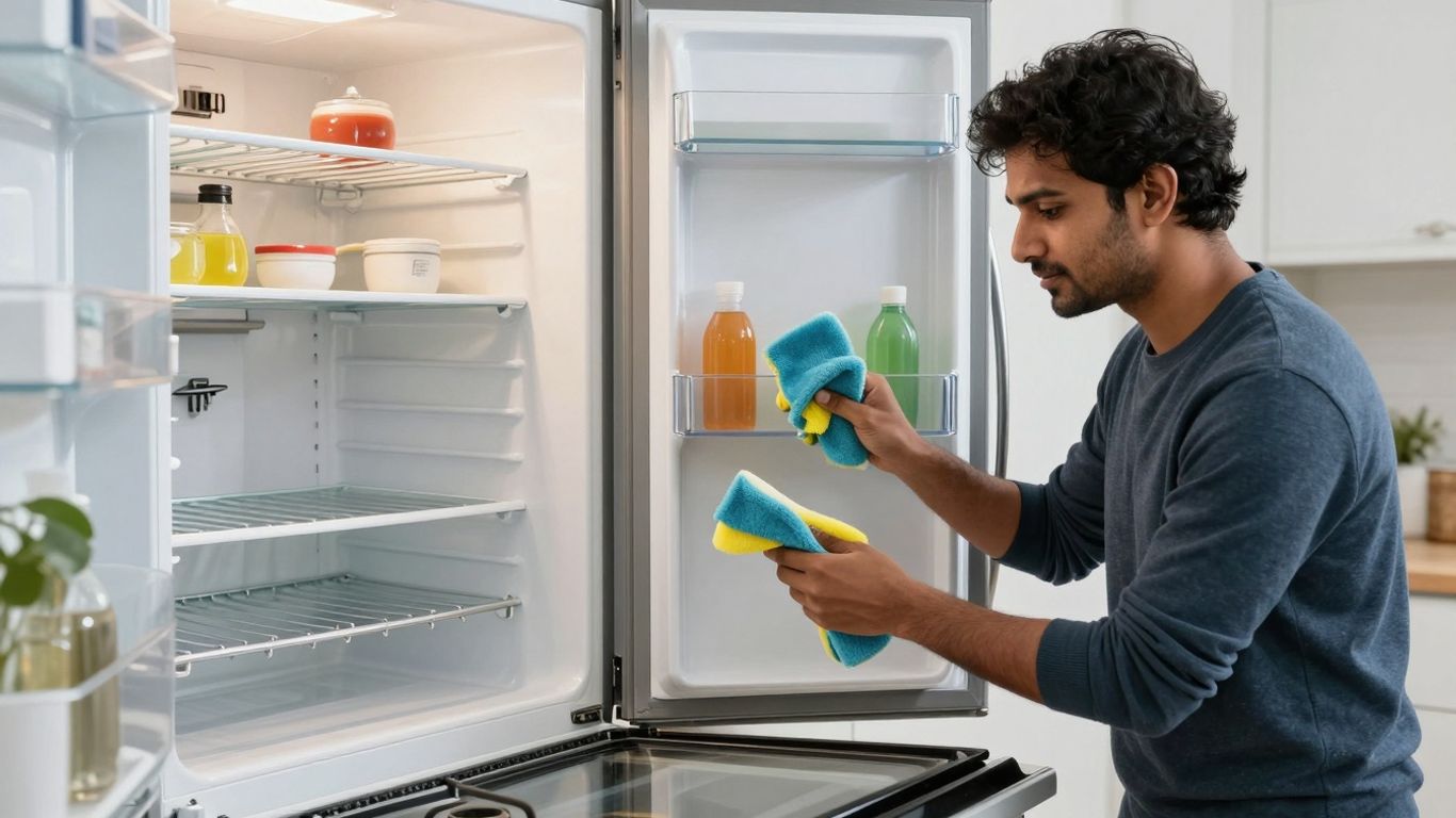 Clean kitchen appliances after end of tenancy cleaning.