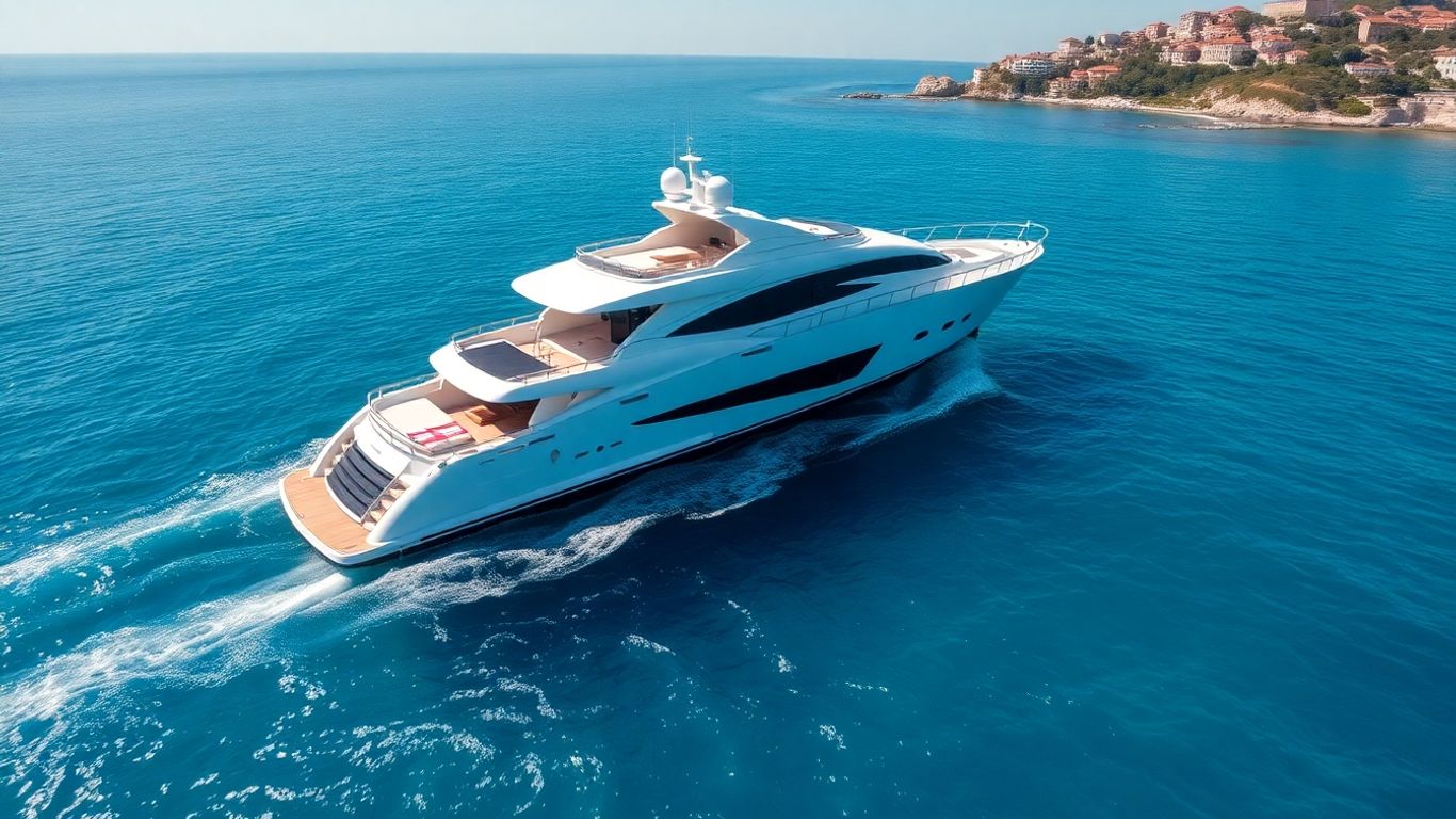 Luxurious yacht sailing on the Adriatic Sea near Croatia.