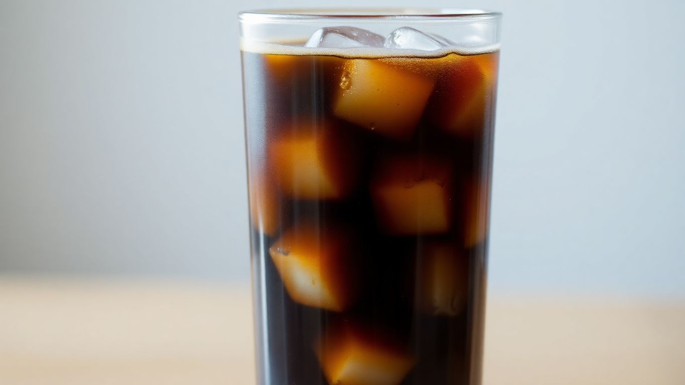 Starbucks iced coffee with ice in a clear glass.