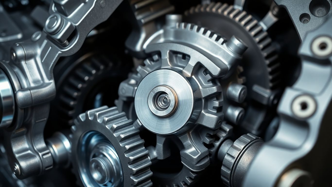 Heavy automatic gearbox internal components and gears.