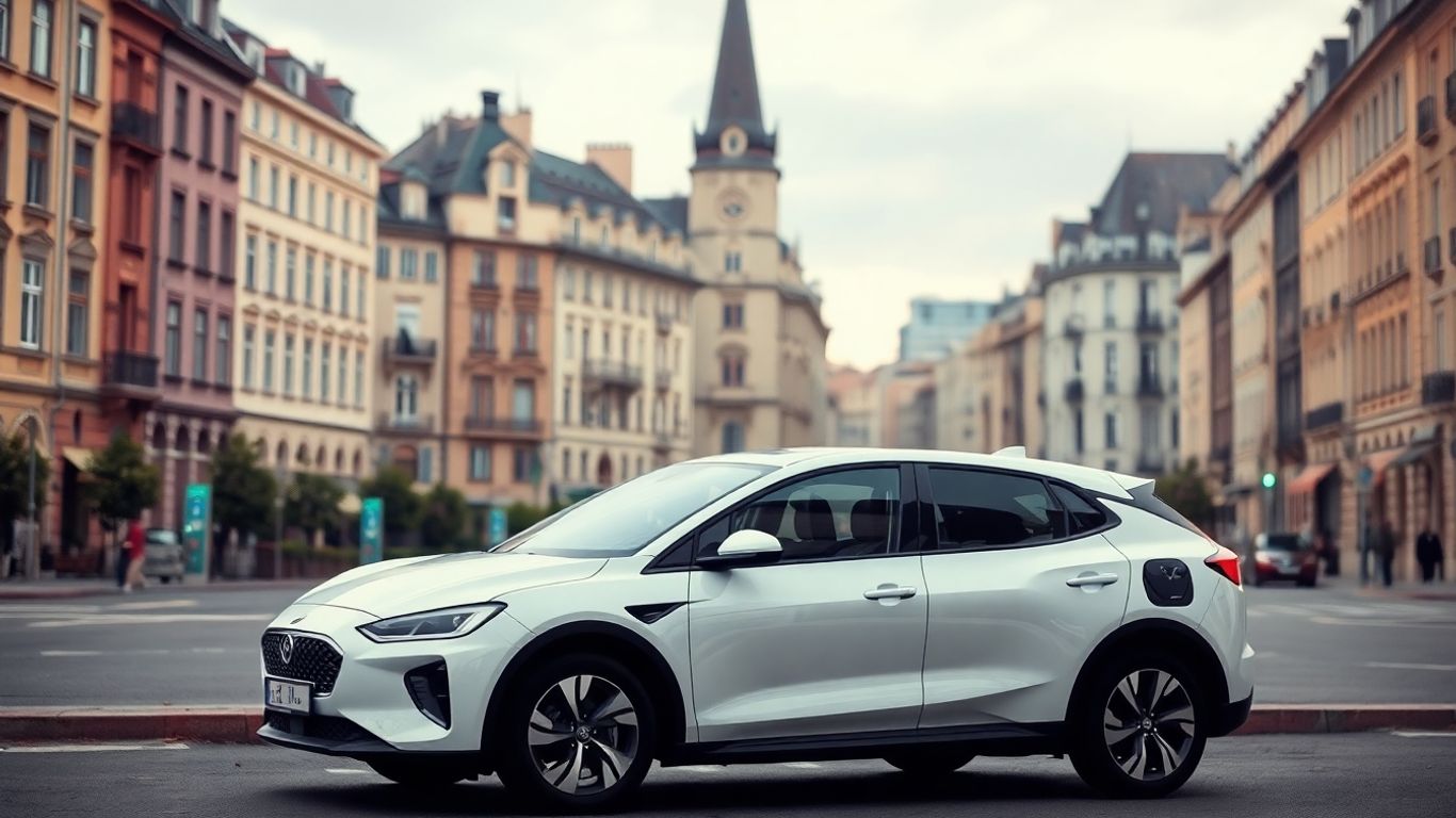 European city with PHEV car