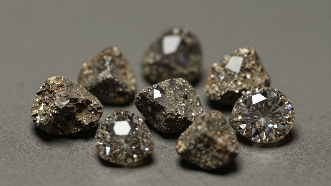 Close-up of raw polki diamonds with natural facets.