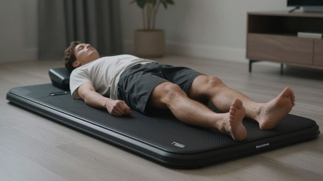 Person relaxing on Bon Charge PEMF mat.