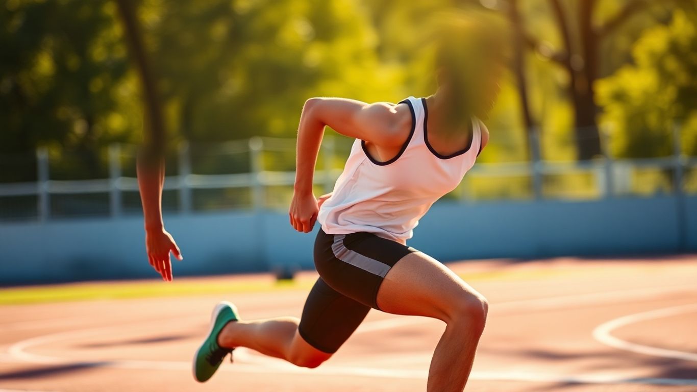 Runner maintaining a steady pace on a track.