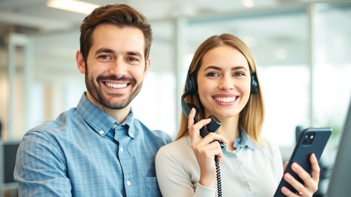 Customer service representative assisting with a phone call.