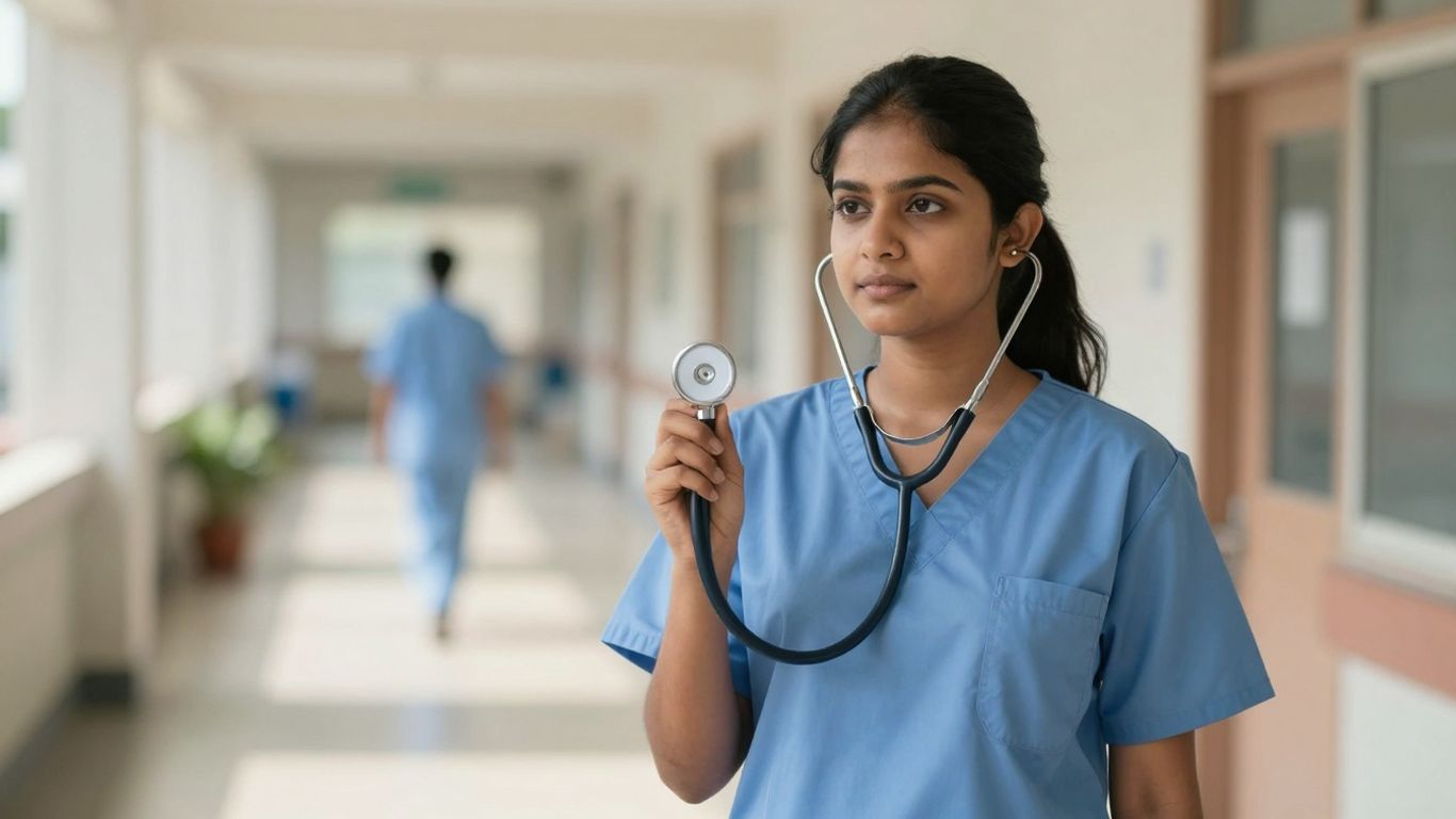 Nursing student ready for exam success.