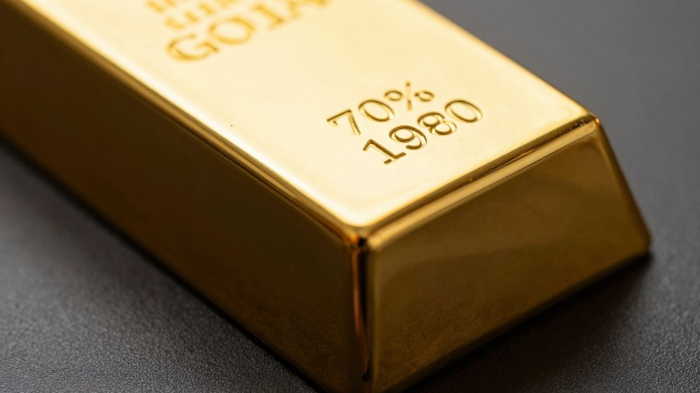 Shiny gold bar on dark background.