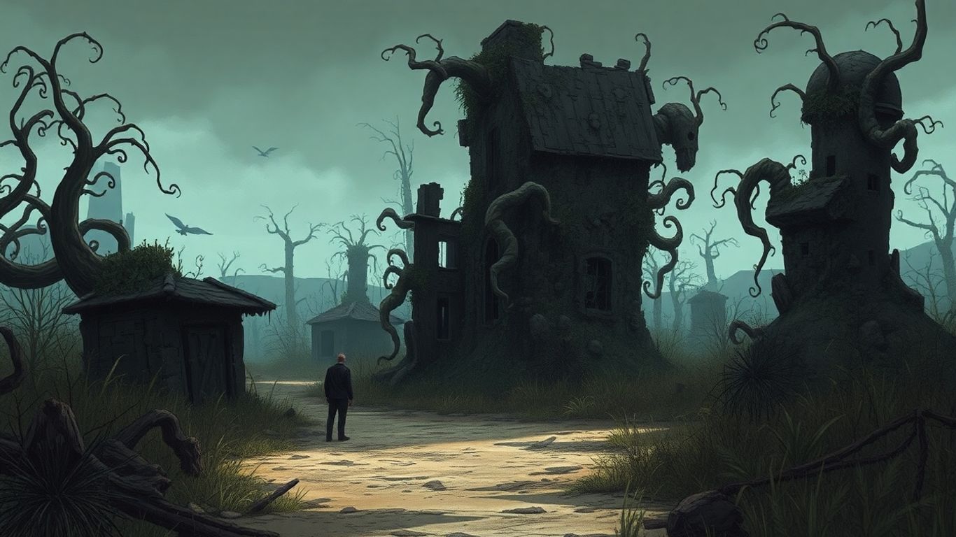 Silent Hill F game art with eerie atmosphere.