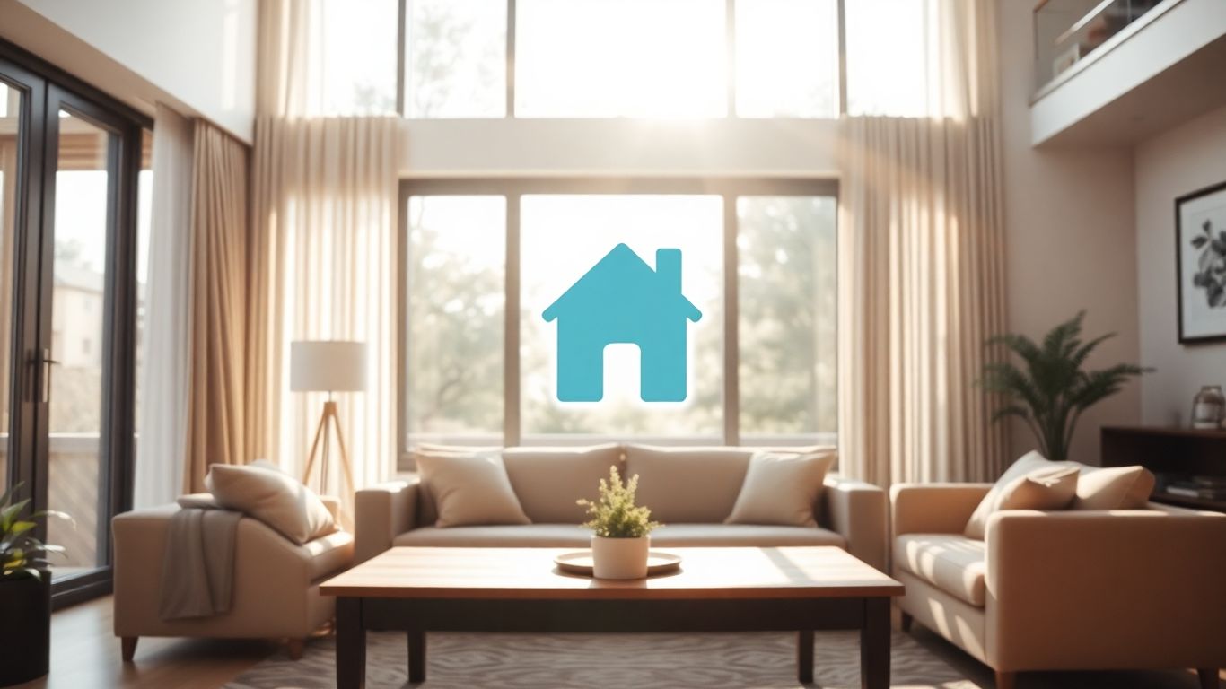 Casa con icono de seguro flotando