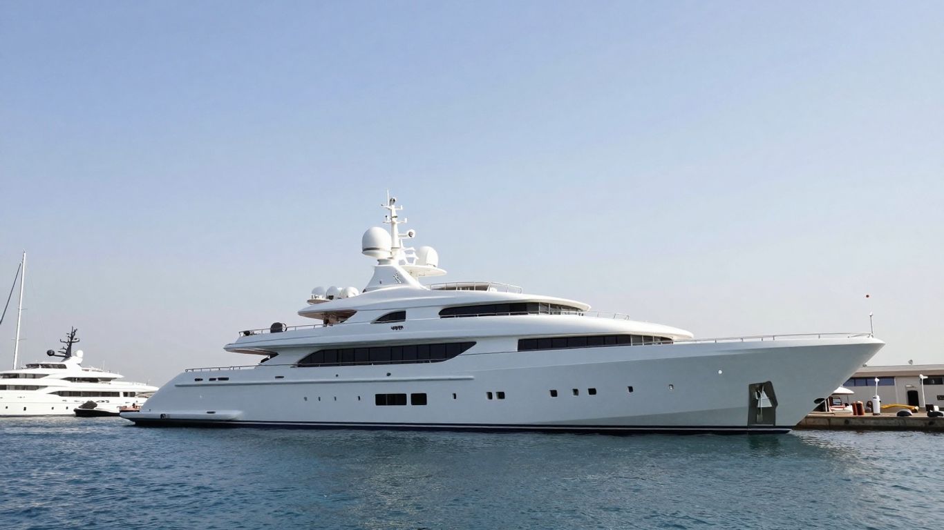 The world's largest motor yacht, Azzam, docked.