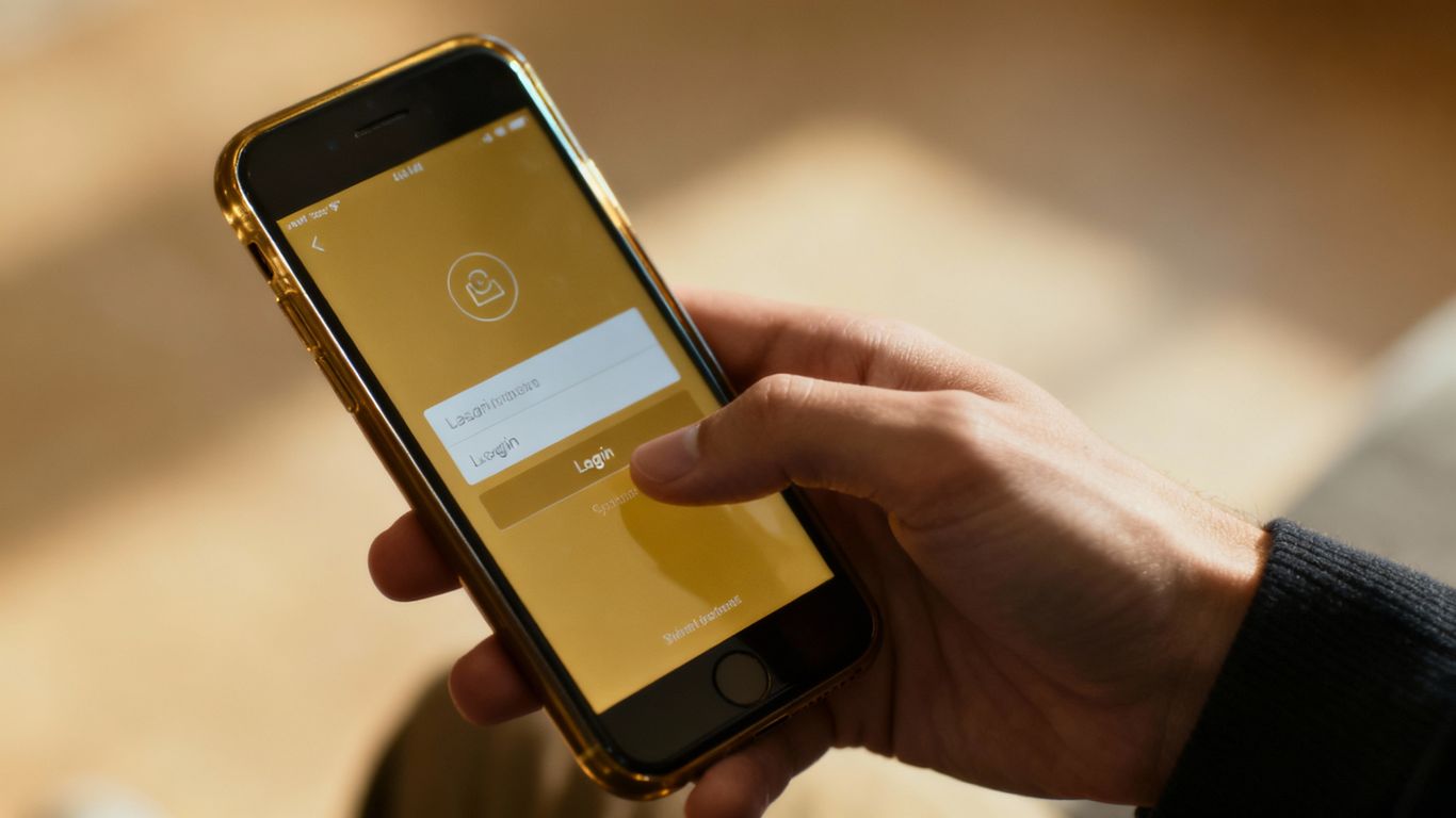 Person using a smartphone to log in.