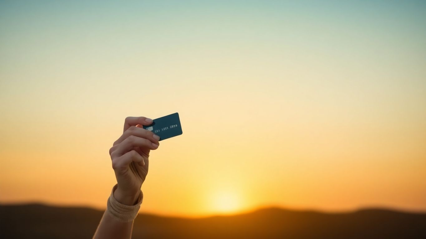Adolescente com cartão de crédito olhando para o futuro.