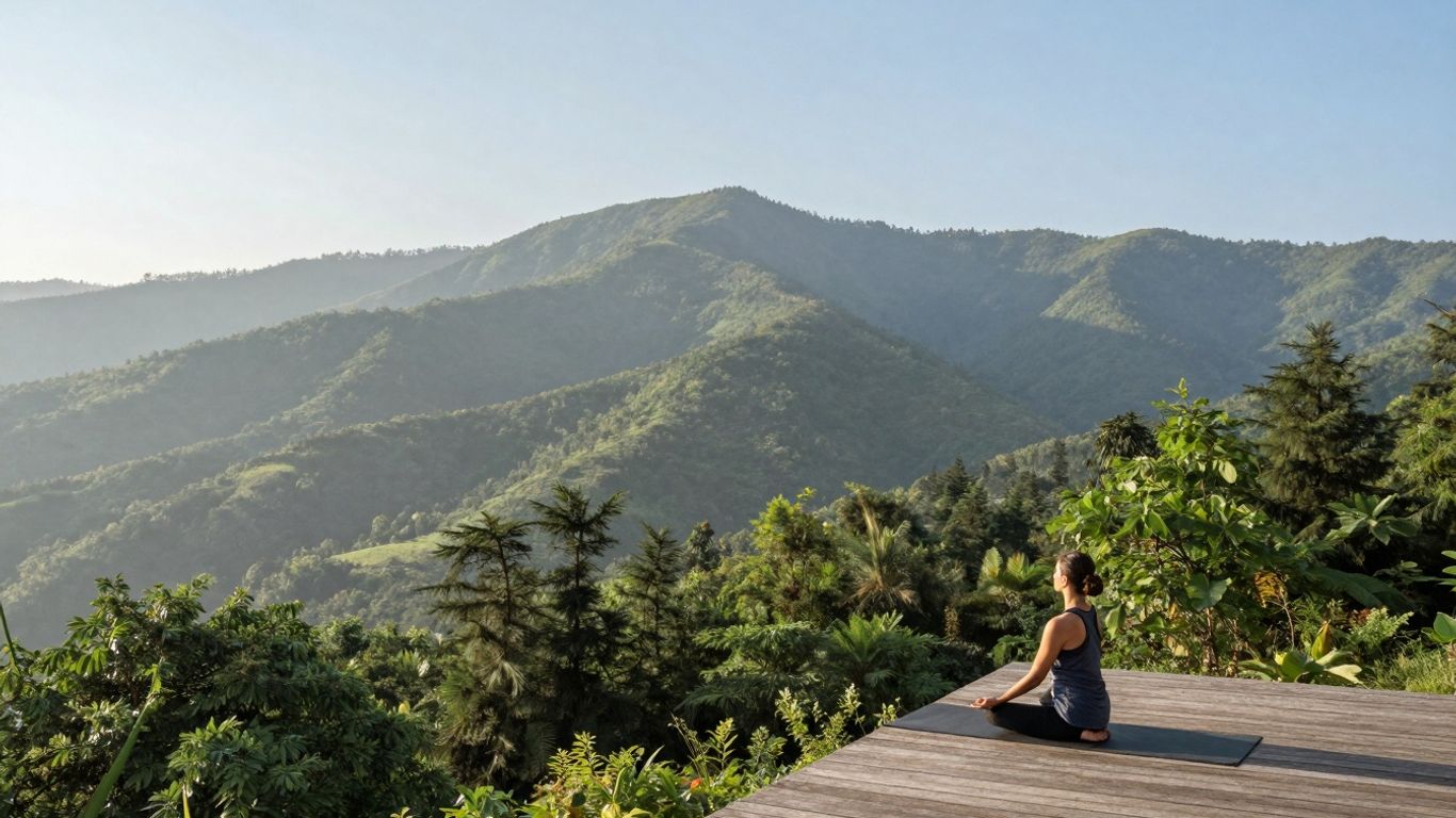 Yoga retreat in Blue Mountains at sunrise.