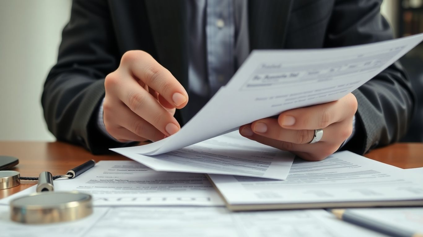 Person prüft Finanzdokumente für Umsatzsteuer