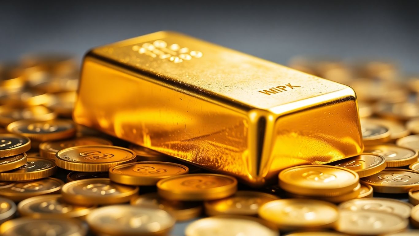 闪亮的金条和金币。