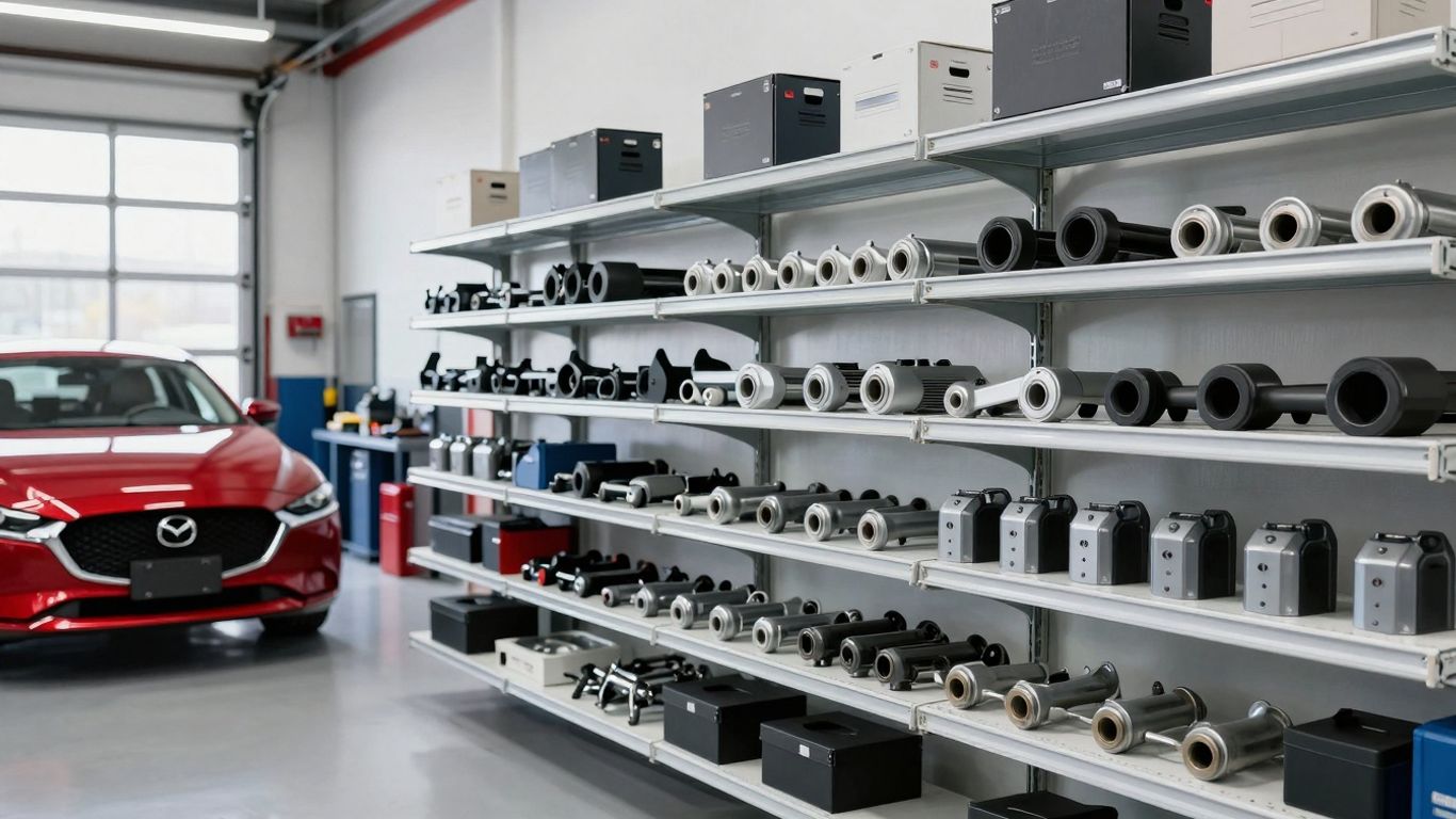Independence Mazda dealership interior with car parts.