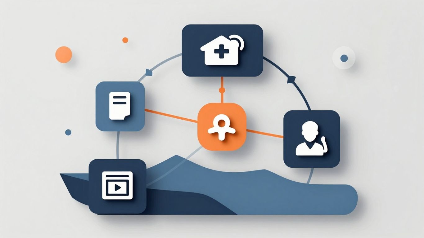 Orange County IT support infographic with network icons.