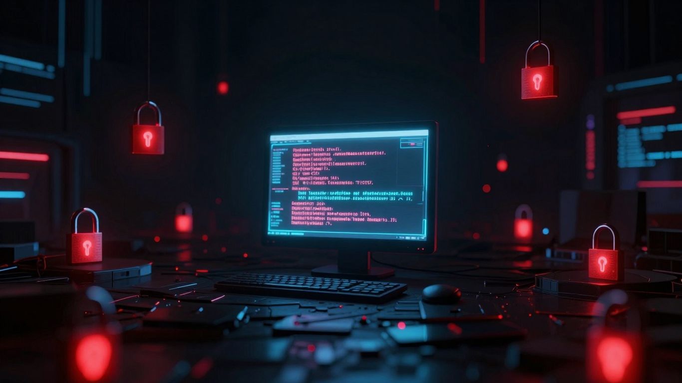 Digital locks and a cryptic computer screen.