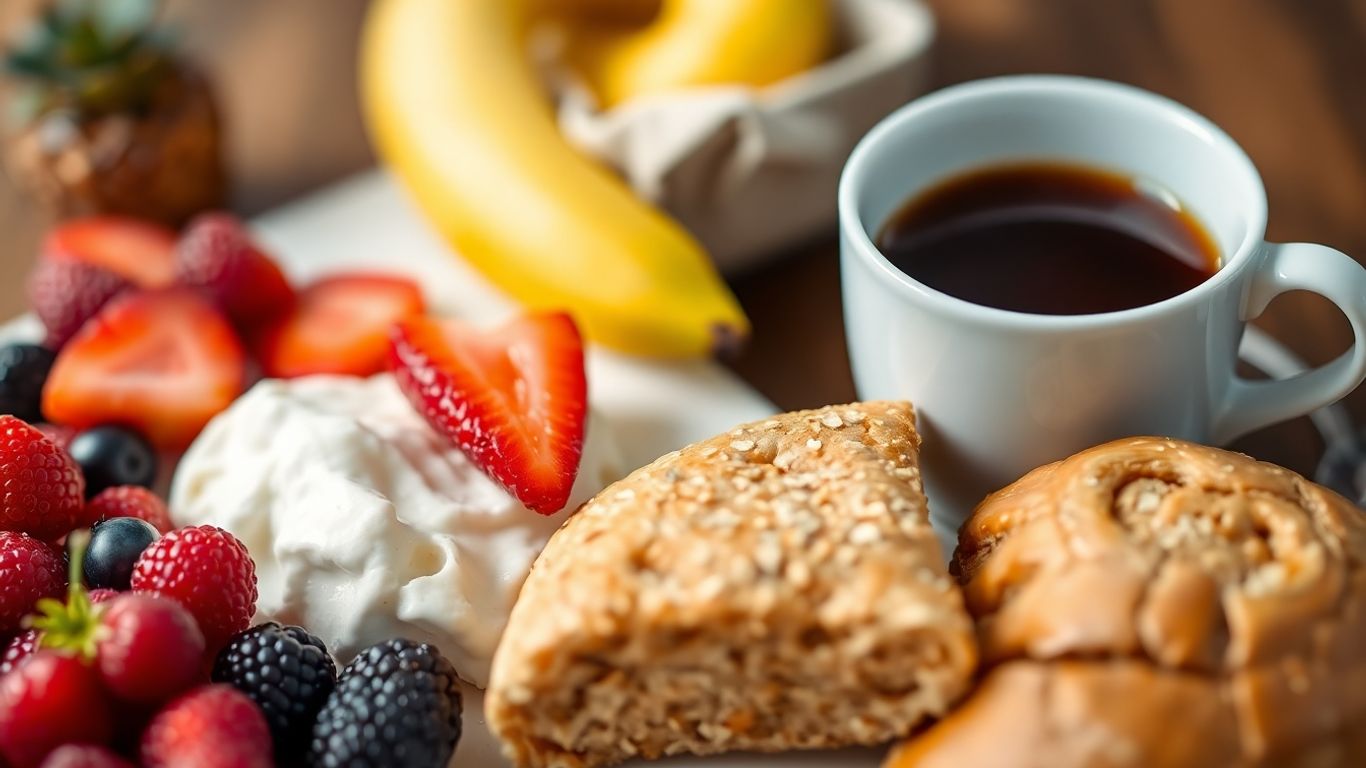 Healthy fast food breakfast options on a table.