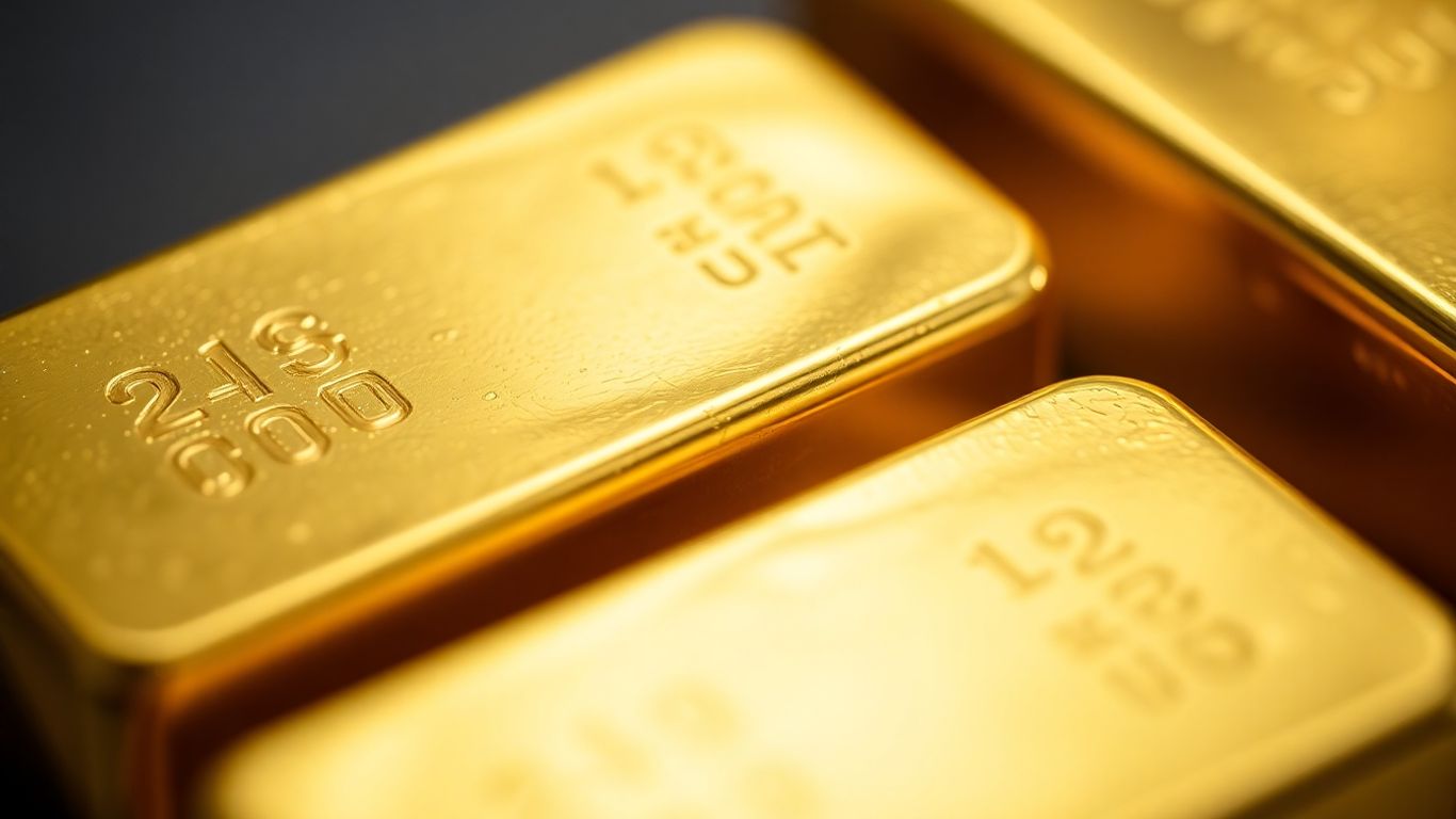 Lingot d'or brillant sur fond flou.