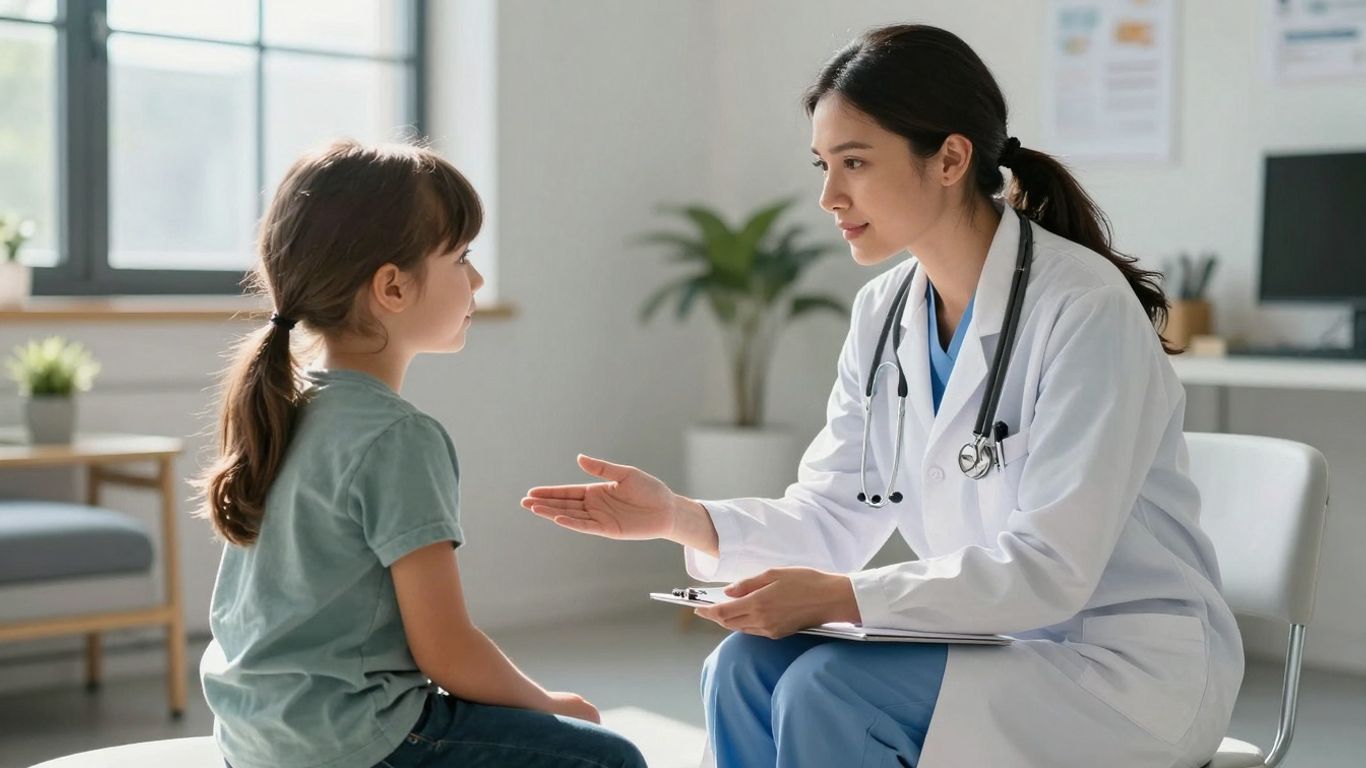 ABA clinician interacting with a child in a therapy room.