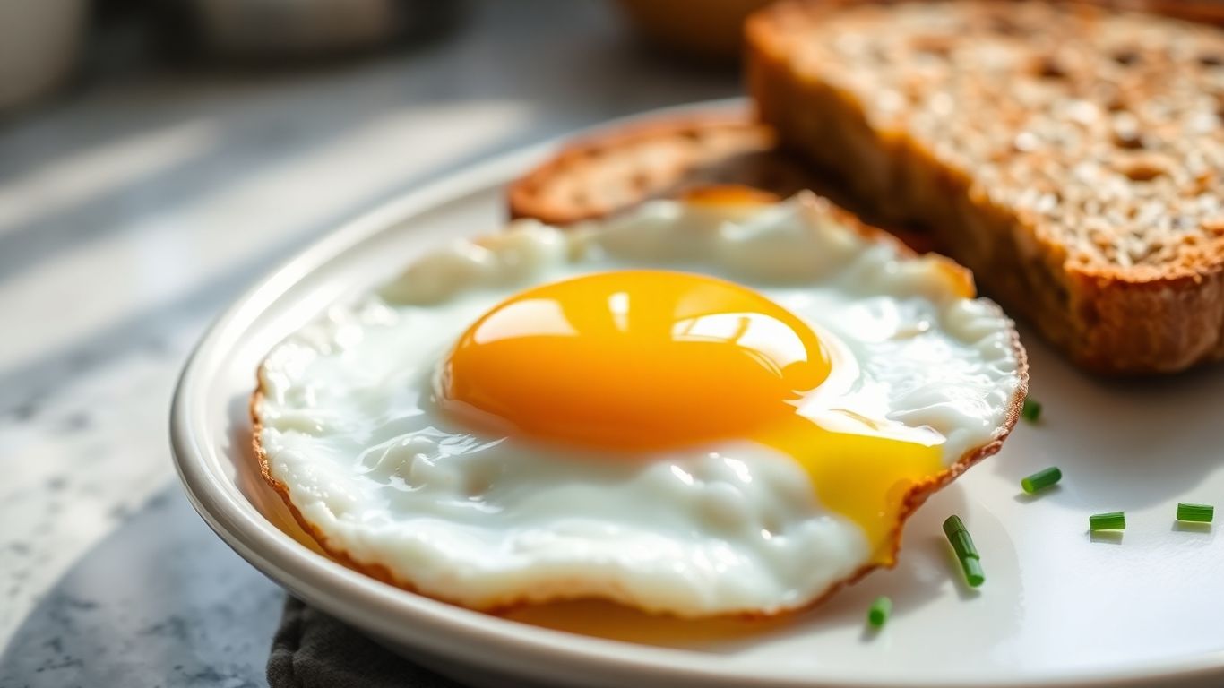 Healthy breakfast eggs with toast and chives.