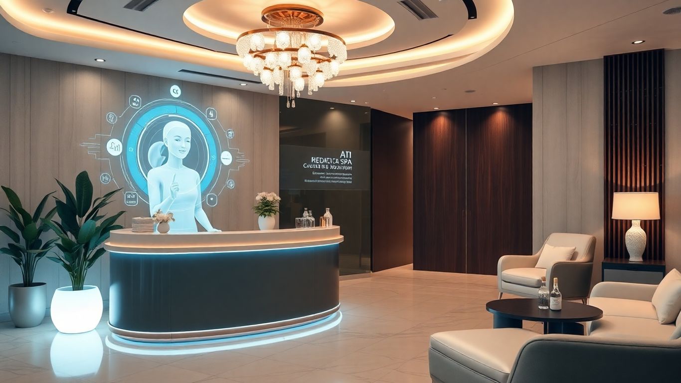 AI receptionist assisting a patient in a medical spa.