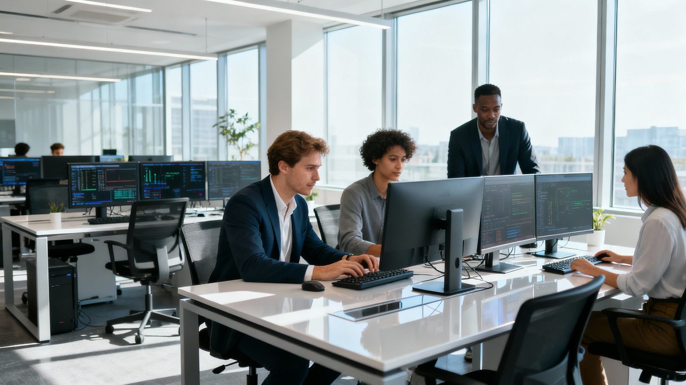 IT professionals working in a modern California office.