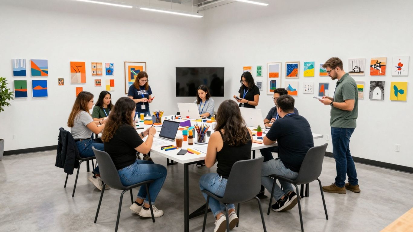 Modern workshop venue in Dallas-Fort Worth with attendees