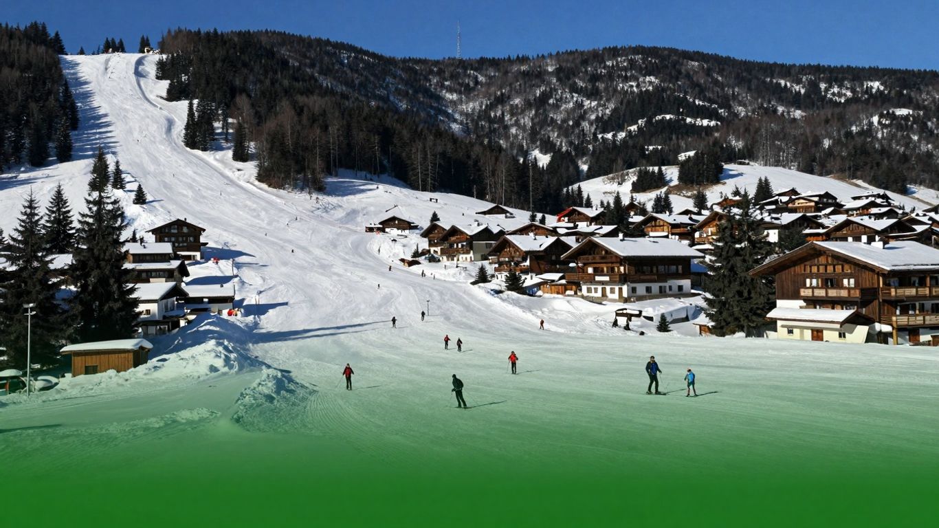 Snowy mountains and ski slopes at Borovets, Bulgaria.