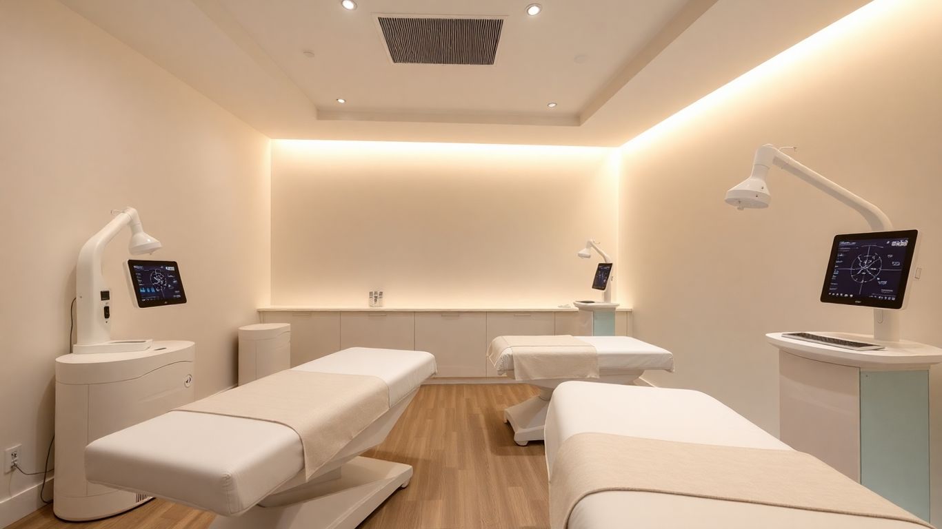 Advanced laser equipment in a modern clinic setting.
