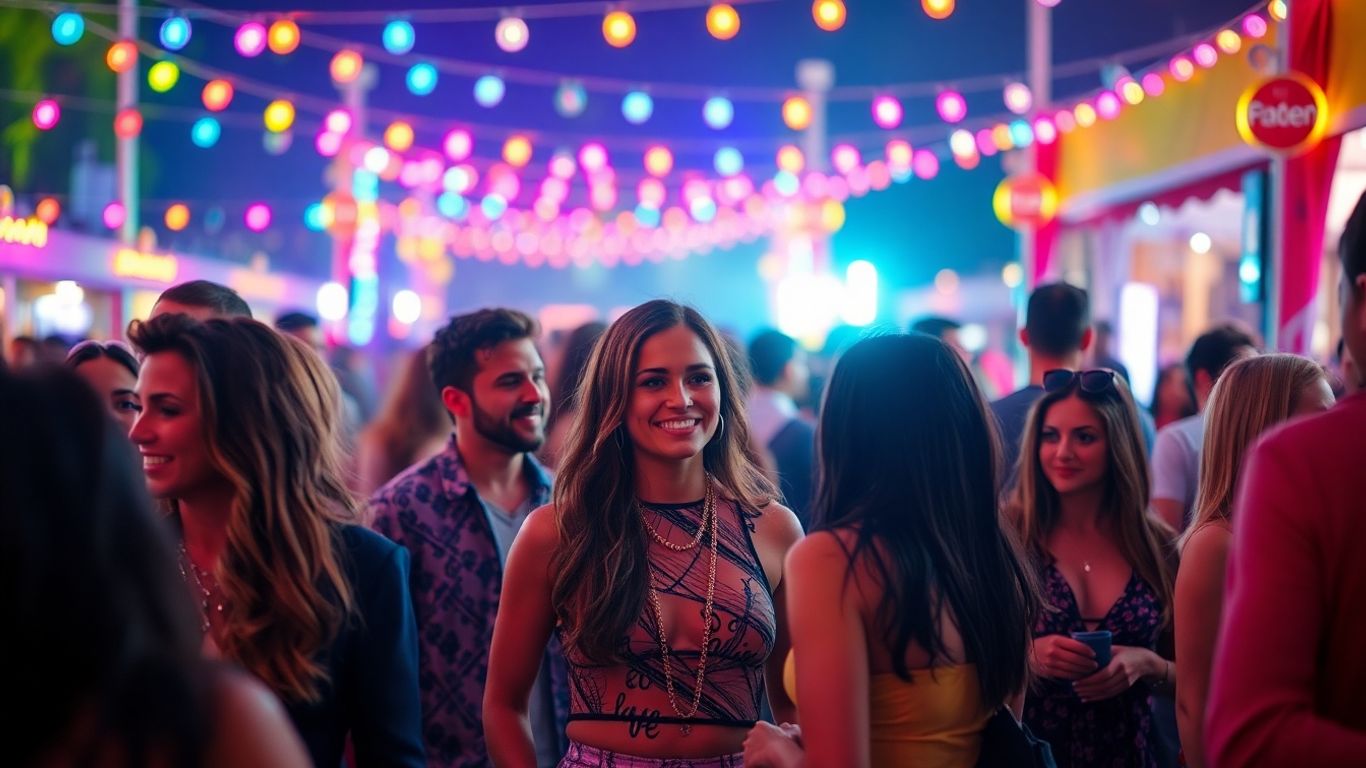 Vedete la festival, lumini colorate, ținute elegante.