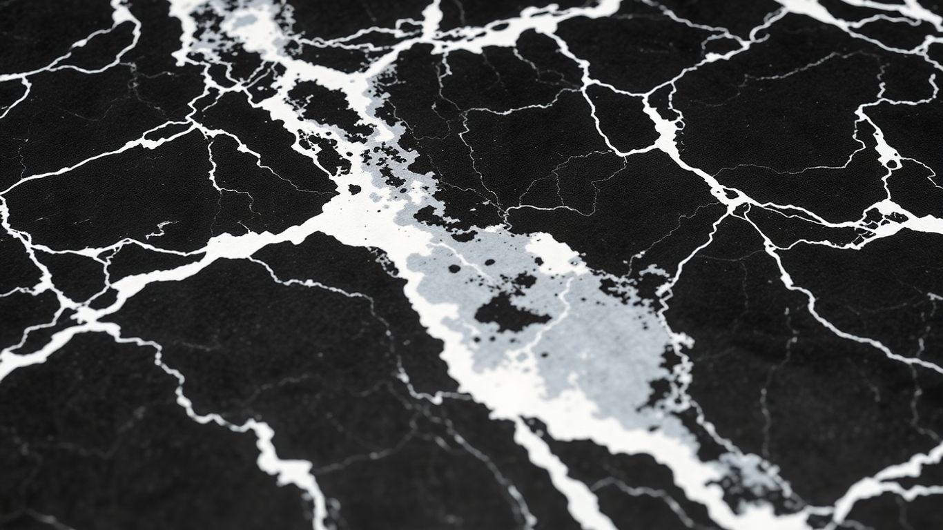 Polished Nero Marquina marble slab with white veining.