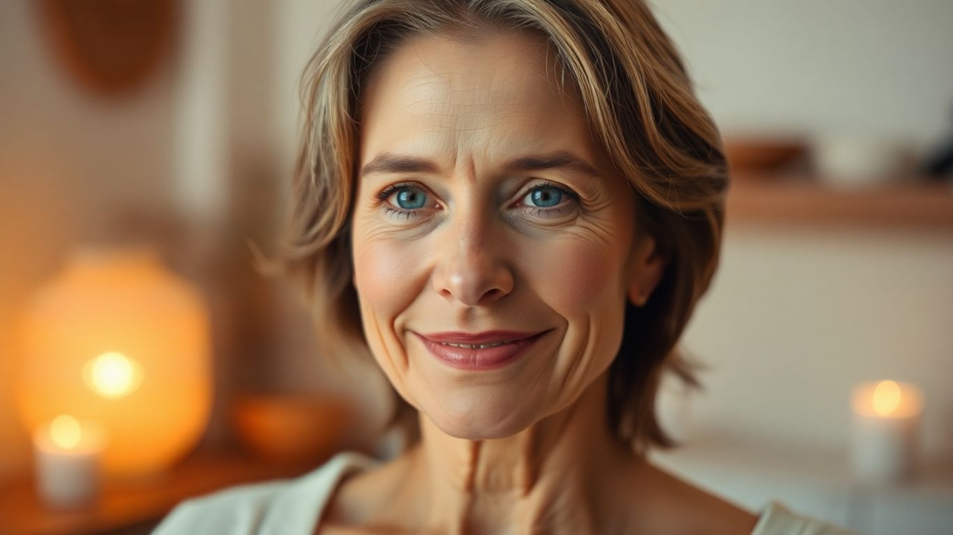Mulher aliviada dos sintomas da menopausa com tratamento