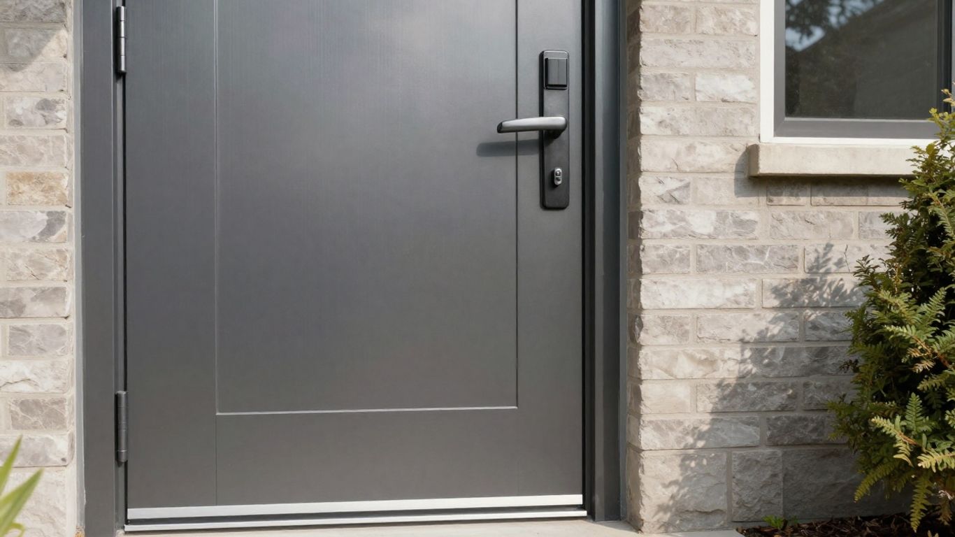 Secure steel entry door on a home.