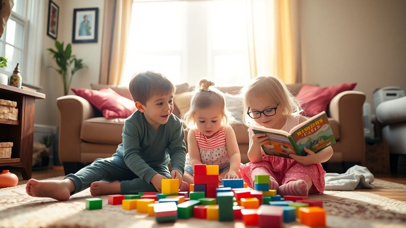 Siblings playing together in a Brooklyn home.
