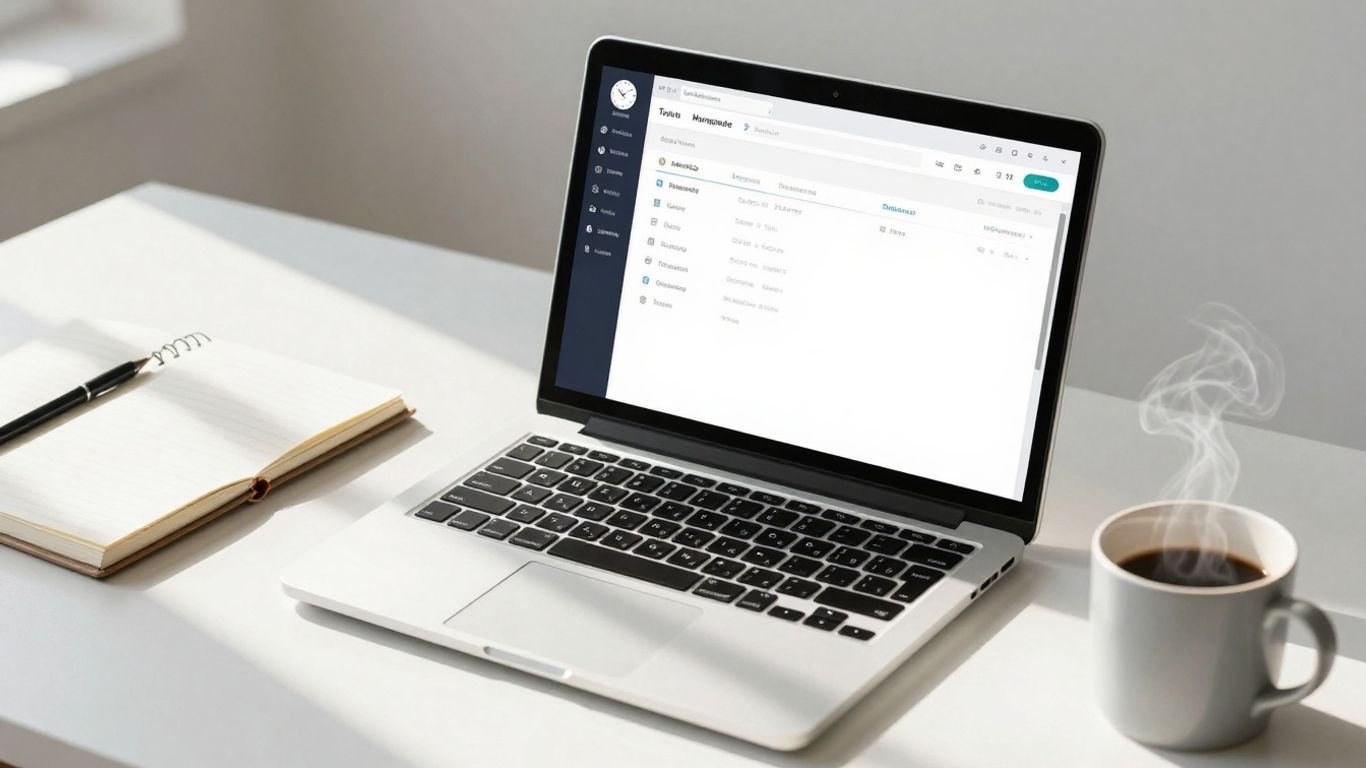 Laptop screen showing a task management app interface.