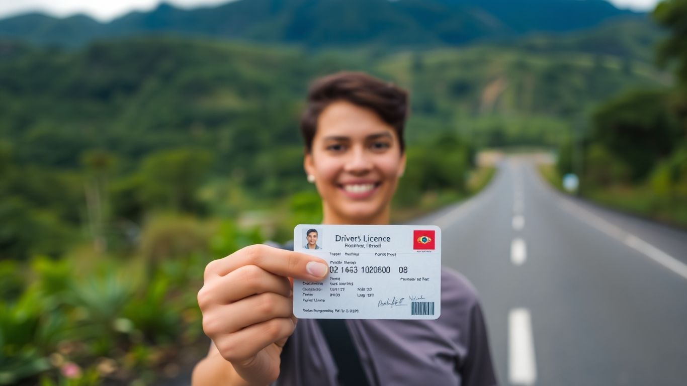 Pessoa feliz com carteira de motorista em Roraima.