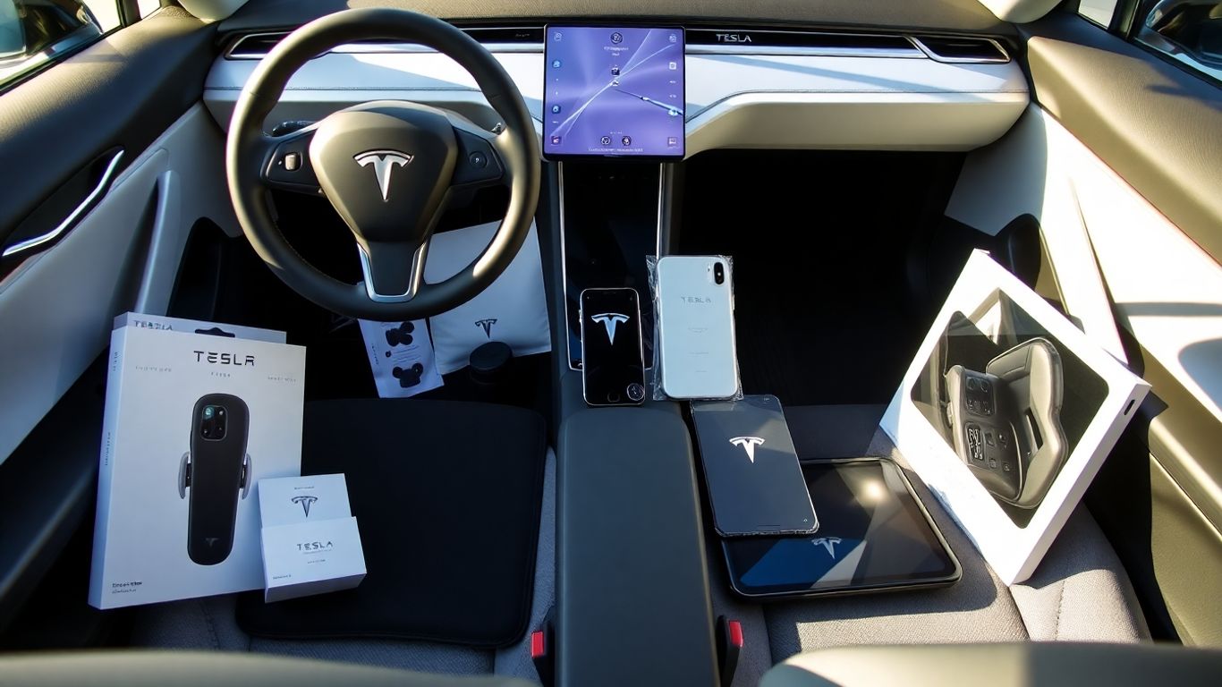 Tesla interior with top 10 must-have accessories.